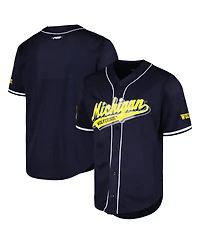 Men's Pro Standard Navy Michigan Wolverines Mesh Full-Button Replica Baseball Jersey