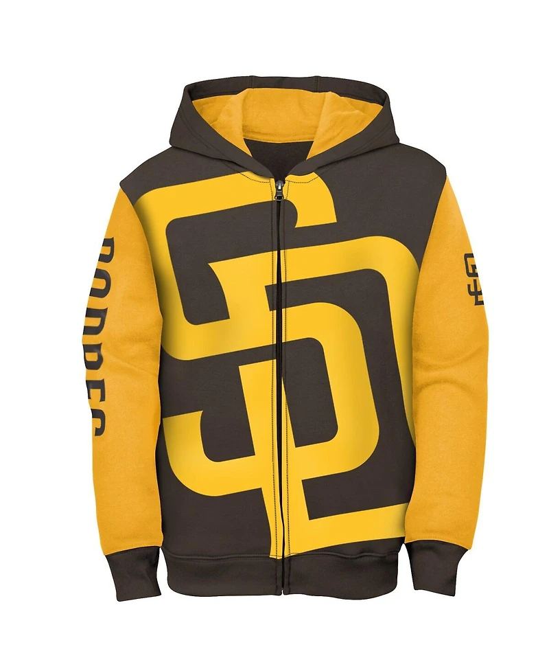Big Boys Outerstuff Brown, Gold San Diego Padres Postcard Full-Zip Hoodie Jacket
