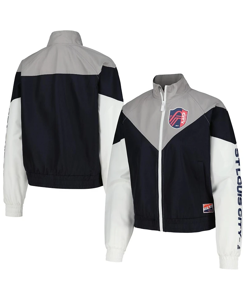 Women's 5th & Ocean by New Era Navy St. Louis City Sc Cropped Full-Zip Windbreaker Jacket