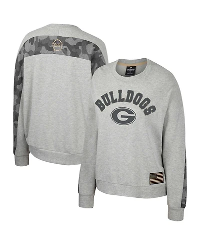 Women's Colosseum Heather Gray Georgia Bulldogs Oht Military-Inspired Appreciation Flag Rank Dolman Pullover Sweatshirt