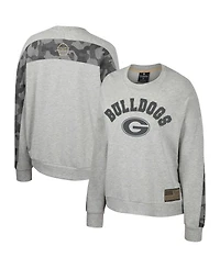 Women's Colosseum Heather Gray Georgia Bulldogs Oht Military-Inspired Appreciation Flag Rank Dolman Pullover Sweatshirt