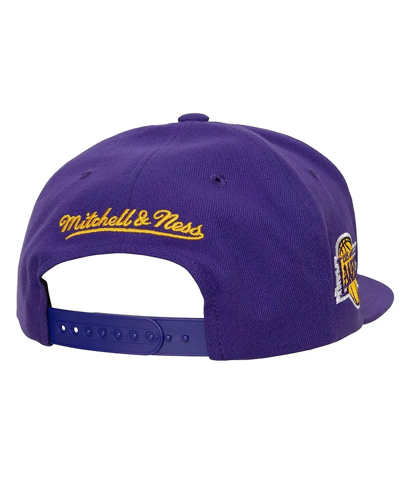 Men's Mitchell & Ness White, Purple Los Angeles Lakers Retro Sport Colorblock Script Snapback Hat