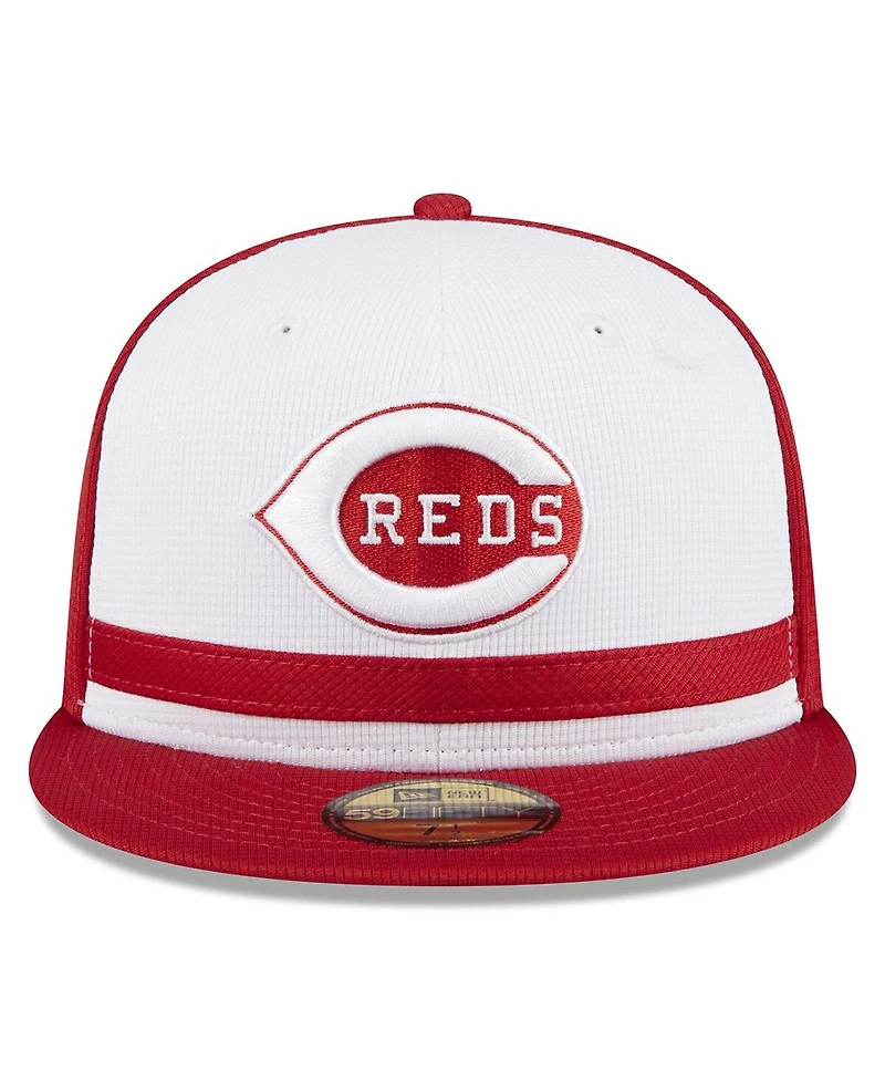 Men's New Era White Cincinnati Reds 2024 Batting Practice 59FIFTY Fitted Hat