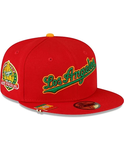 Men's New Era Red Los Angeles Dodgers City Flag 59FIFTY Fitted Hat
