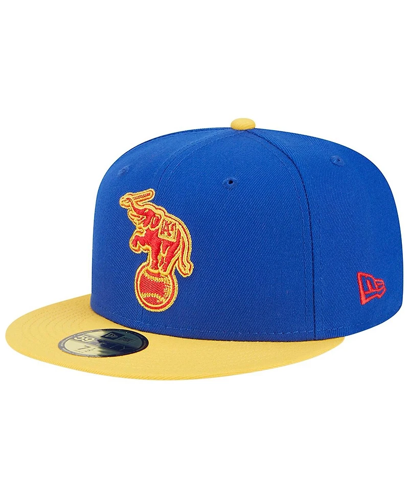 Men's New Era Royal, Yellow Distressed Oakland Athletics Empire 59FIFTY Fitted Hat