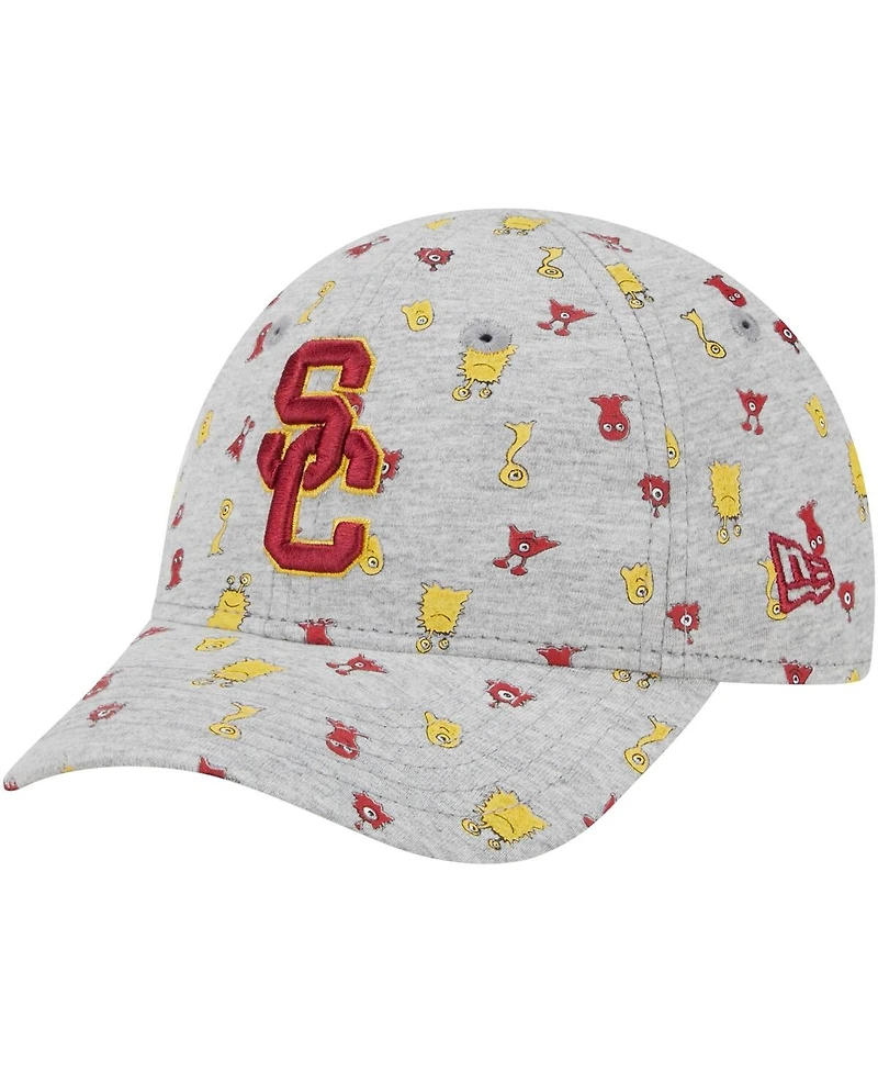 Toddler Boys and Girls New Era Heather Gray Usc Trojans Allover Print Critter 9FORTY Flex Hat