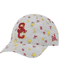 Toddler Boys and Girls New Era Heather Gray Usc Trojans Allover Print Critter 9FORTY Flex Hat