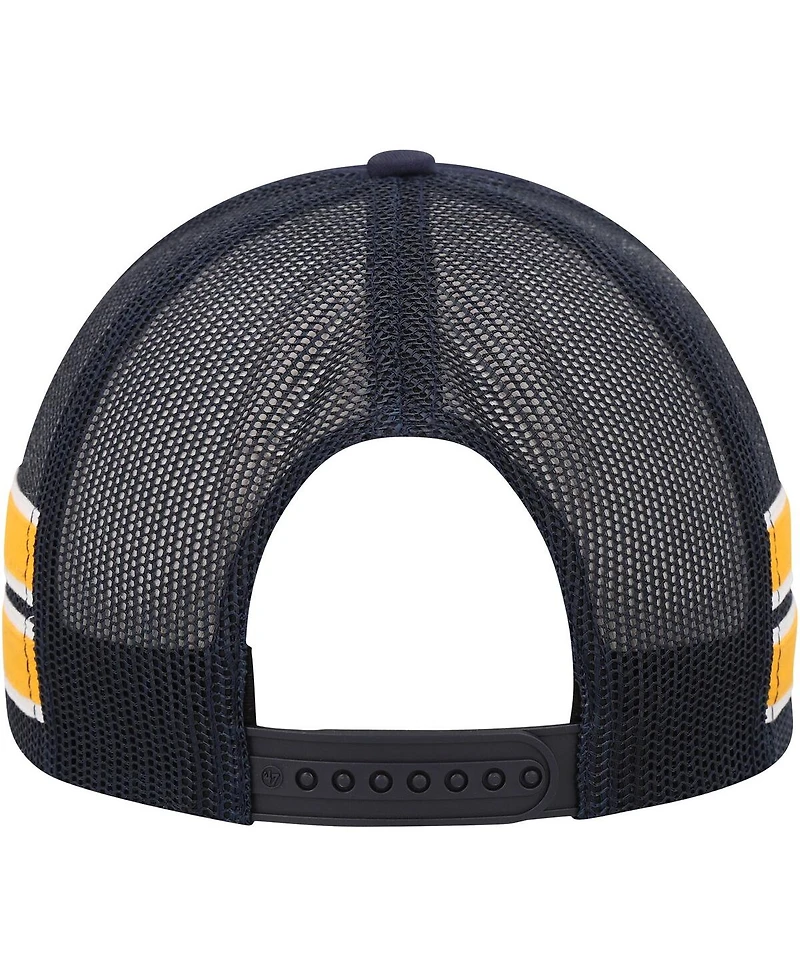 Men's '47 Brand Navy Denver Nuggets Sidebrand Stripes Trucker Adjustable Hat