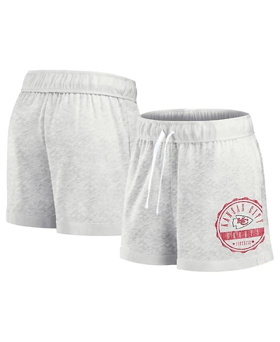 Women's Fanatics Oatmeal Distressed Kansas City Chiefs Vintage-Like Badge Shorts