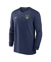 Men's Nike Navy Milwaukee Brewers Authentic Collection Game Time Performance Quarter-Zip Top