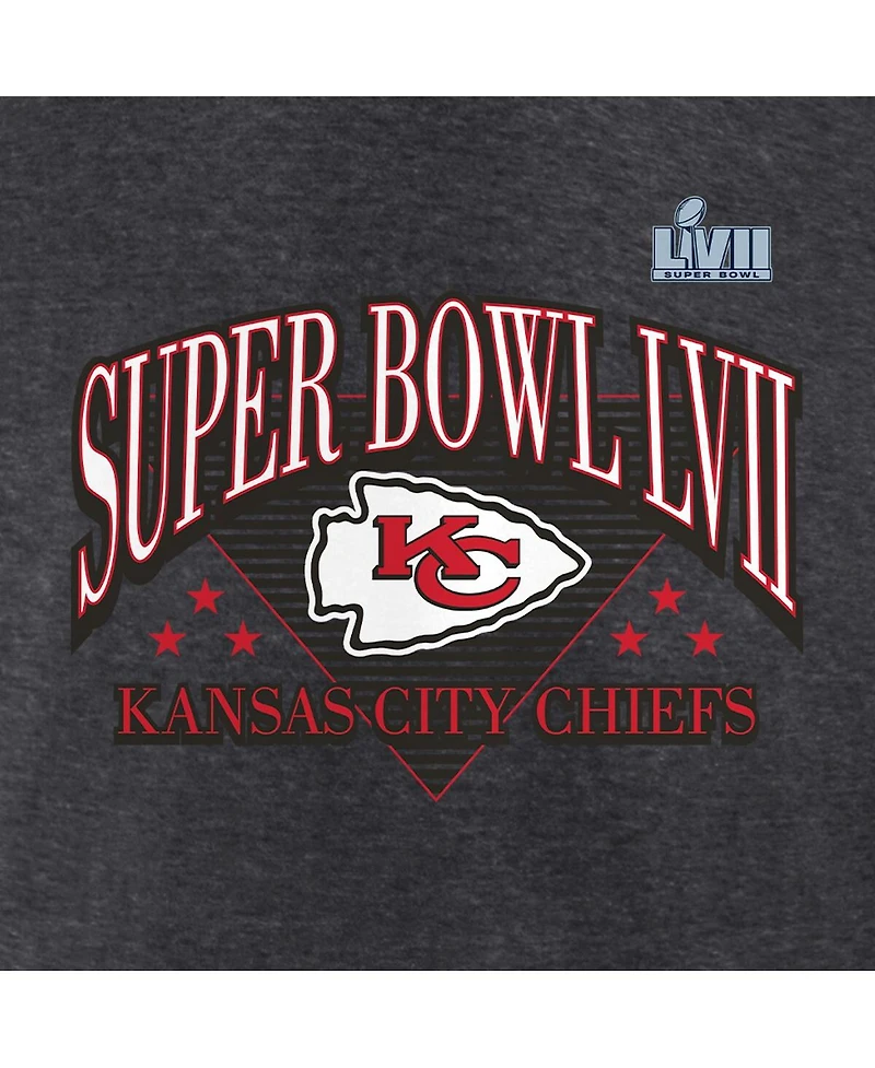 Men's Fanatics Heather Charcoal Kansas City Chiefs Super Bowl Lvii Tri-Blend Triangle Strategy T-shirt