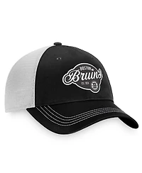 Women's Fanatics Black, White Boston Bruins Fundamental Trucker Adjustable Hat