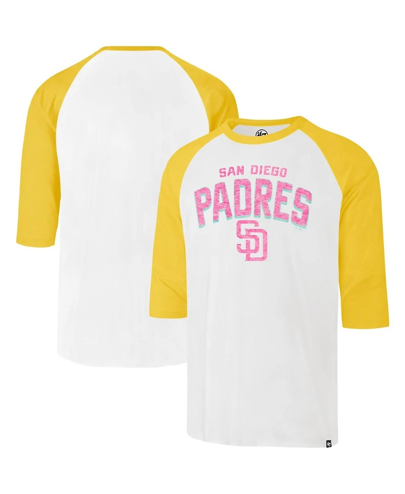 Men's '47 Brand Cream Distressed San Diego Padres City Connect Crescent Franklin Raglan Three-Quarter Sleeve T-shirt