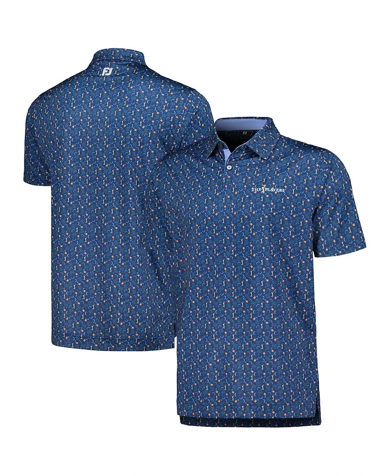Men's FootJoy Navy The Players Custom Print Performance Polo Shirt