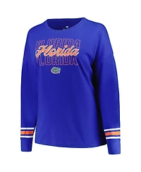 Women's Profile Royal Florida Gators Plus Triple Script Scoop Neck Long Sleeve T-shirt