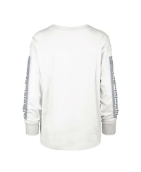 Women's '47 Brand Cream Distressed North Carolina Tar Heels Statement Soa 3-Hit Long Sleeve T-shirt