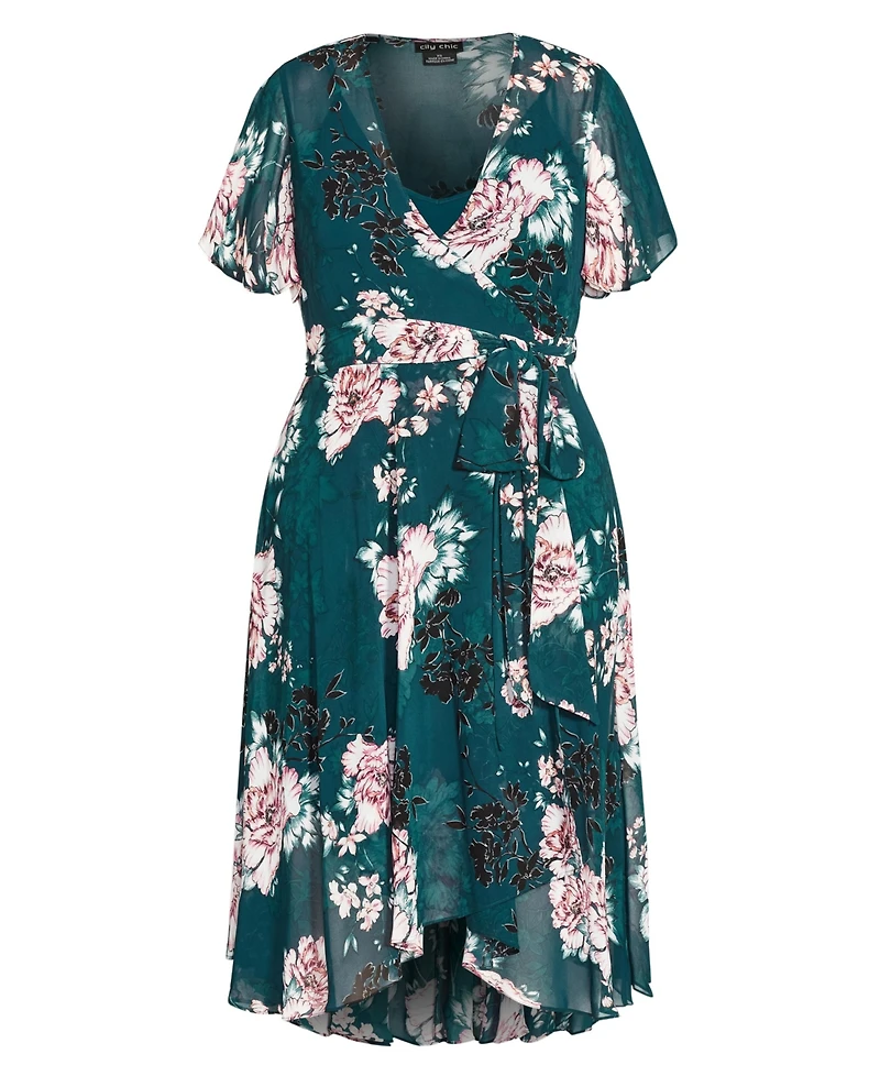 City Chic Plus Blossom Short Sleeve Dress