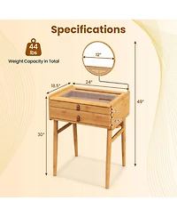 Costway Makeup Vanity Table with Adjustable Mirror Bamboo Dressing Table 2 Drawers