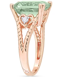 Green Quartz (5-1/2 ct. t.w.) & White Topaz (1/20 Statement Ring 18k Rose Gold-Flash Sterling Silver
