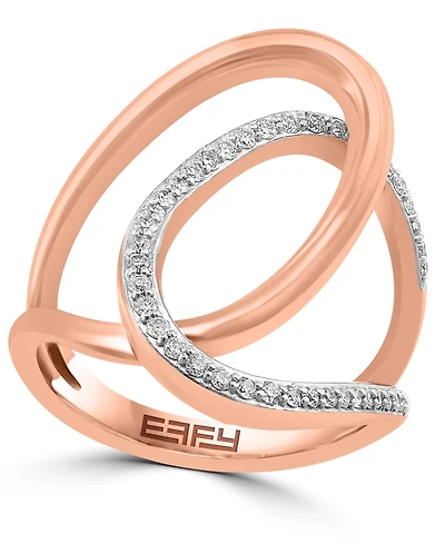Effy Diamond Interlocking Loop Abstract Statement Ring (1/4 ct. t.w.) in Rose Gold
