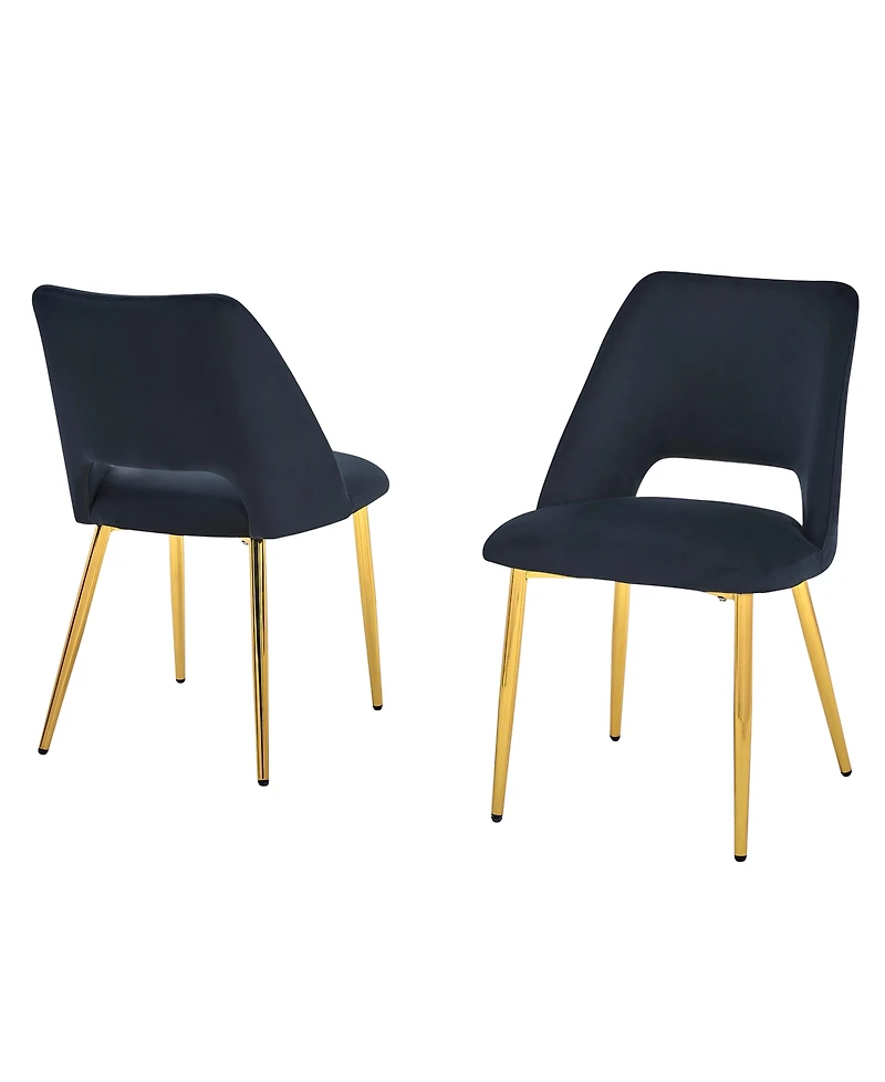 Best Quality Furniture 23" L x 20" W 32" H Velvet Upholstered Side Chairs with Gold-tone Chrome Legs, Set of 2