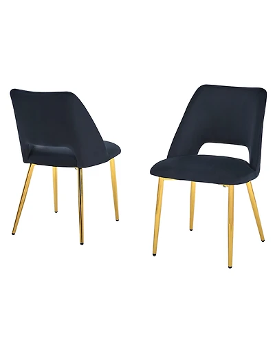 Best Quality Furniture 23" L x 20" W 32" H Velvet Upholstered Side Chairs with Gold-tone Chrome Legs, Set of 2