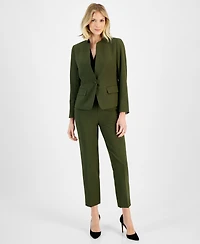 Le Suit Women's Single-Button Blazer and Slim-Fit Pantsuit Set, Regular and Petite