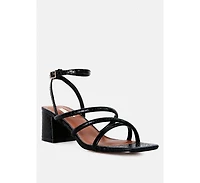 right pose faux leather block heel sandals