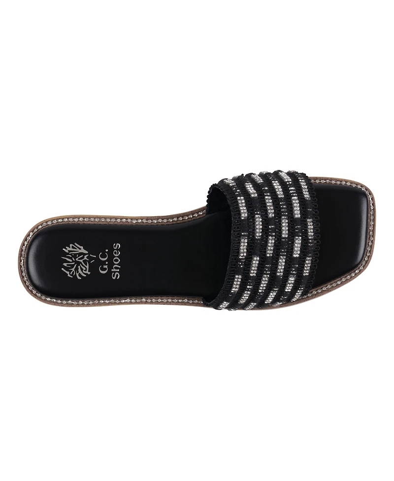 Gc Shoes Women's Shani Embellished Slide Flat Sandals