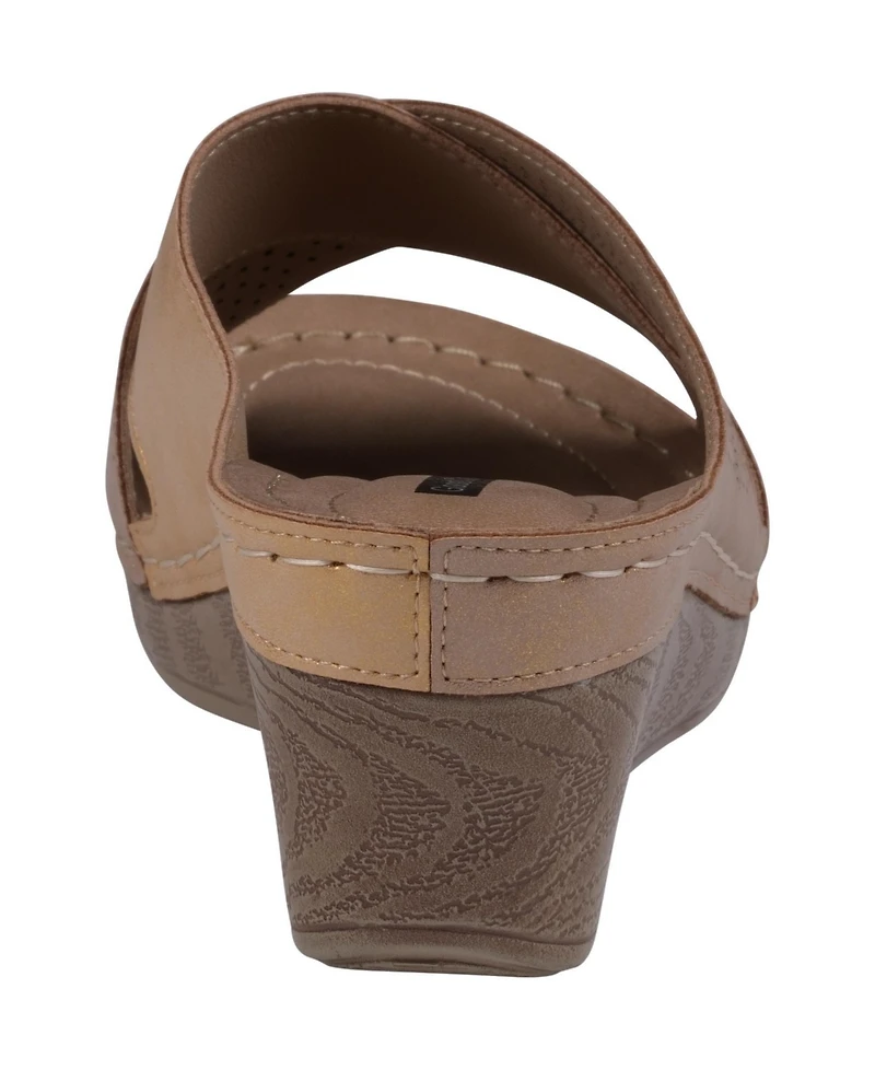 Gc Shoes Women's Hayden Perforated Contrast Cross Strap Wedge Sandals