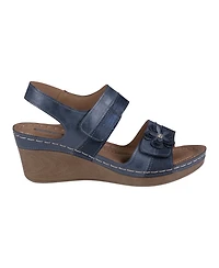 Gc Shoes Women's Tulip Stay-Put Double Band Flower Wedge Sandals