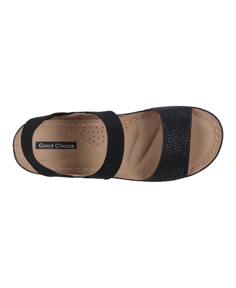 Gc Shoes Women's Tammy Embellished Elastic Double Band Wedge Sandals