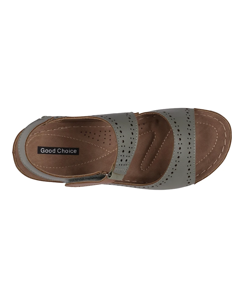 Gc Shoes Women's Foster Perforated Double Band Flat Sandals
