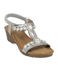 Gc Shoes Women's Fiah Jeweled Slingback Wedge Sandals