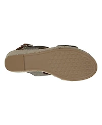 Gc Shoes Women's Ellis Metallic Double Band Slingback Espadrille Wedge Sandals