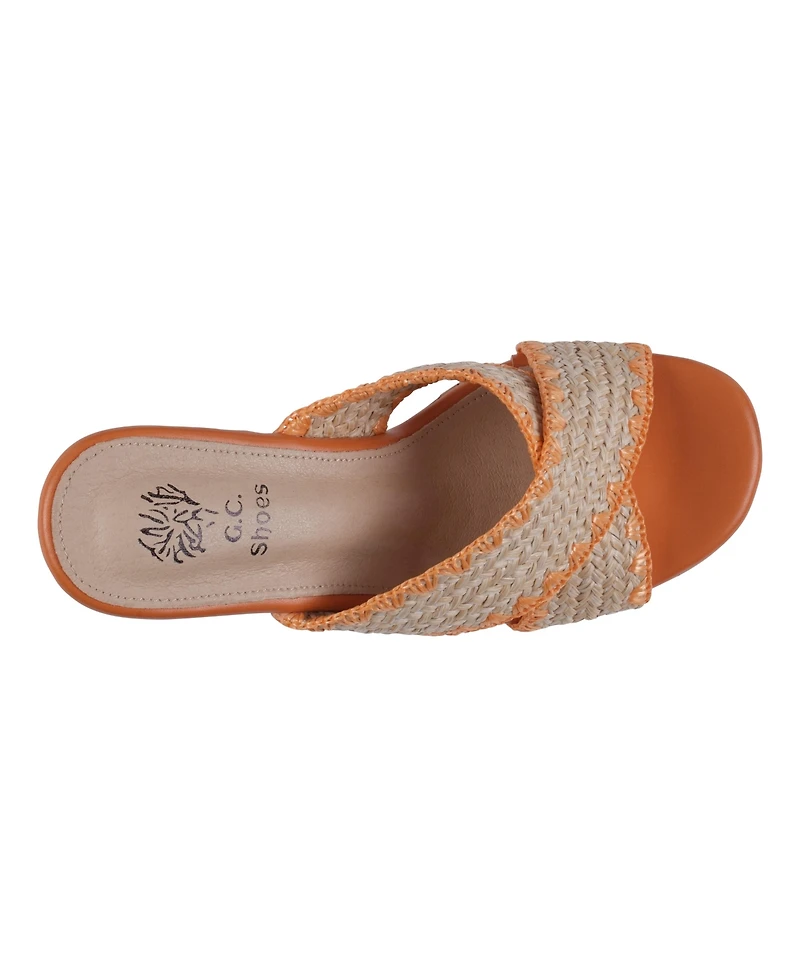 Gc Shoes Women's Elsa Woven Cork Heel Platform Sandals