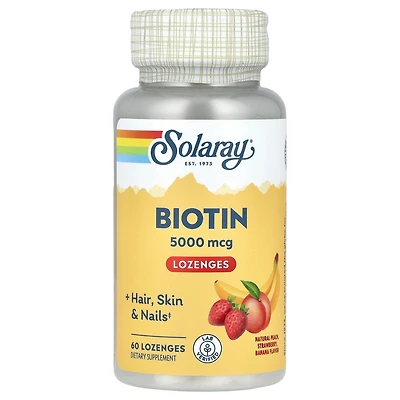 Solaray Biotin Natural Peach Strawberry Banana 5 000 mcg - 60 Lozenges