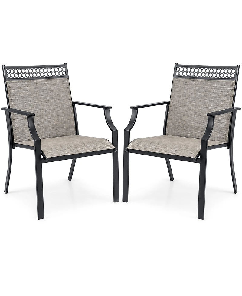 Patio Chairs Set of 2 with All Weather Breathable Fabric High Backrest
