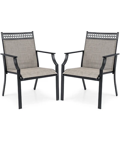 Patio Chairs Set of 2 with All Weather Breathable Fabric High Backrest