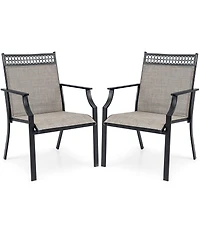 Patio Chairs Set of 2 with All Weather Breathable Fabric High Backrest