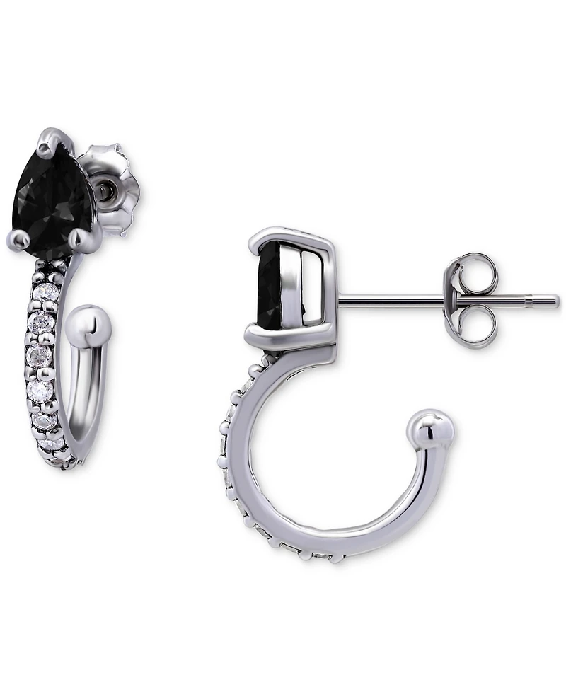 Giani Bernini Black & White Cubic Zirconia Pear Small Hoop Earrings in 18k Gold-Plated Sterling Silver, 0.75", Created for Macy's