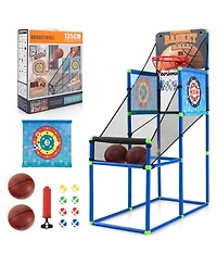 2-in-1 Kids Basketball Arcade & Sticky Balls Game w/Electronic Scoreboard Sound
