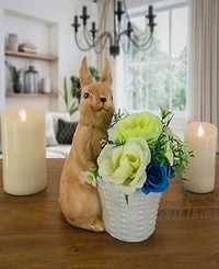 National Tree Company 11" Ceramic Bunny with White Basket