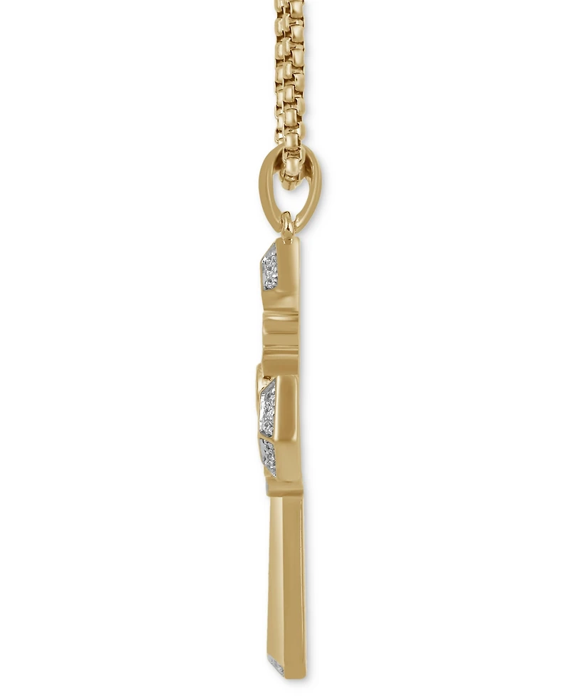 Men's Diamond Cross 22" Pendant Necklace (1/2 ct. t.w.) in Sterling Silver & 18k Gold-Plated Sterling Silver
