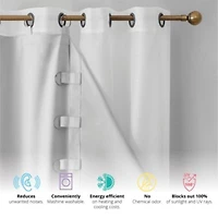 White Thermal Insulated 100 Blackout Curtain Liner Grommet Panels Complete Darkness Privacy Energy Efficient Noise Reducing 16 Rings Included