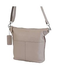 Mancini Pebbled Collection Susan Leather Crossbody Hobo Bag