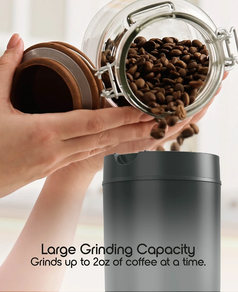 Tzumi Puree Electric Coffee Grinder, One-Touch Spice, Herb, and Bean Grinder with Stainless Steel Blades