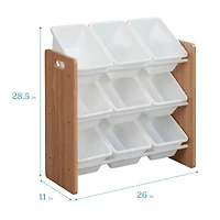 ECR4Kids 3-Tier Organizer with 9 Bins, Grey/White, 1
