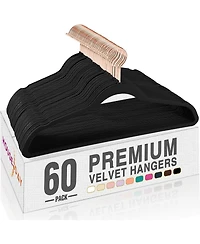 17.5 Inch Gold Hook Velvet Hangers White 60 Pack