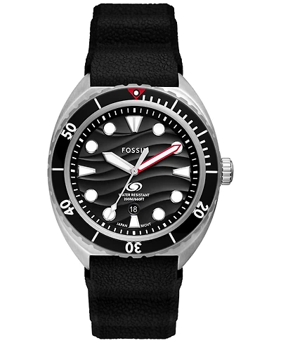 Fossil Men's Breaker Three-Hand Date Black Silicone Watch 42mm